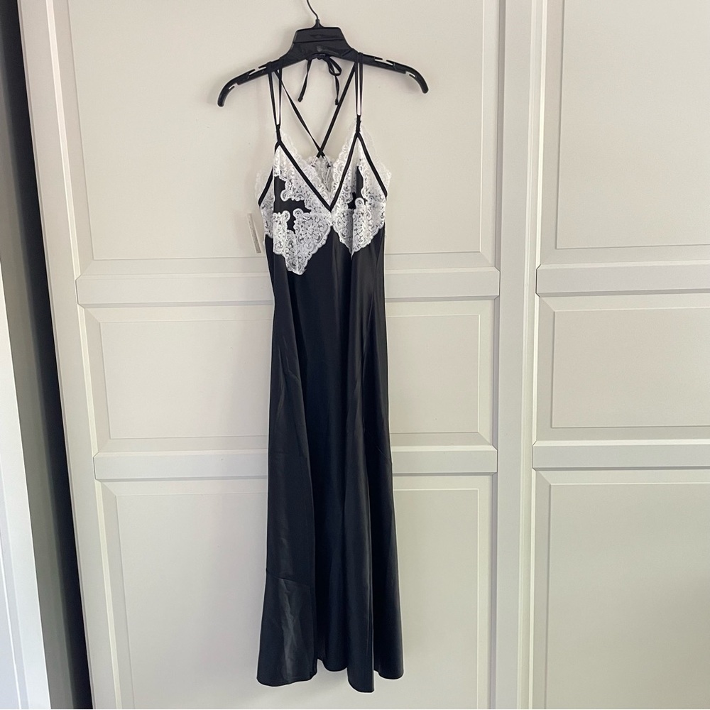 New! For Love & Lemons Maeve maxi slip dress black white lace 26479 - Picture 2 of 16